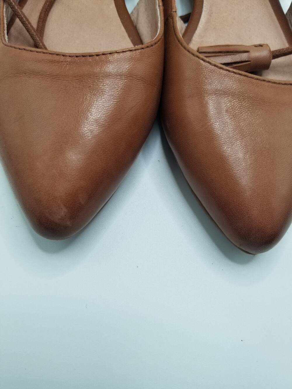 Miz Mooz Brown Leather Lace-Up Pointed Toe Flats - Picture 13 of 13